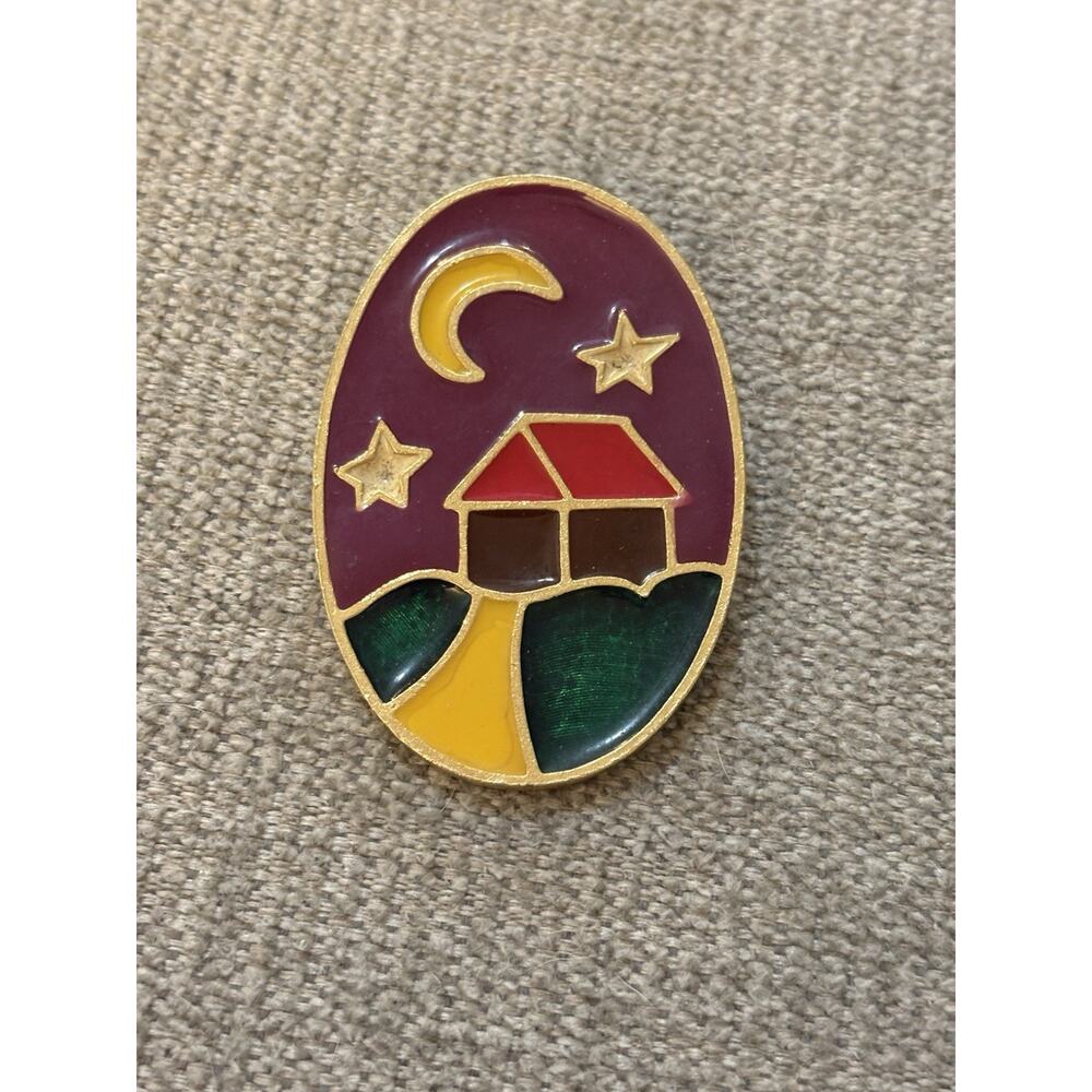 Florenza Enamel House Oval Pin Broach